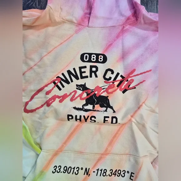 Lg Honor The Gift Mascot Inner City Physical Ed Tie Dye Hoodie Sweatshirts NWT - Picture 4 of 7